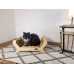 Handcrafted Wooden Frame Cat Bed with Pillow